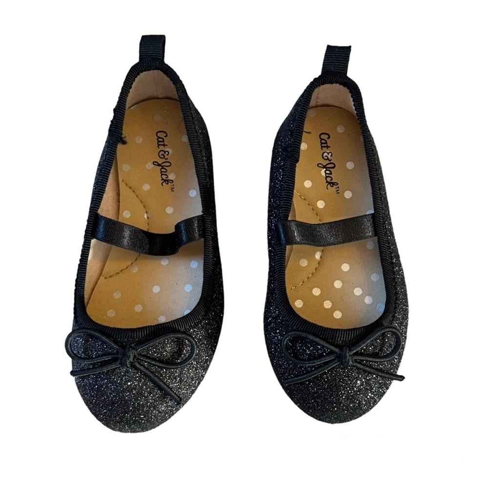 Cat & Jack Black Sparkly Mary Jane Girl/Toddler Shoes Size 6 EUC